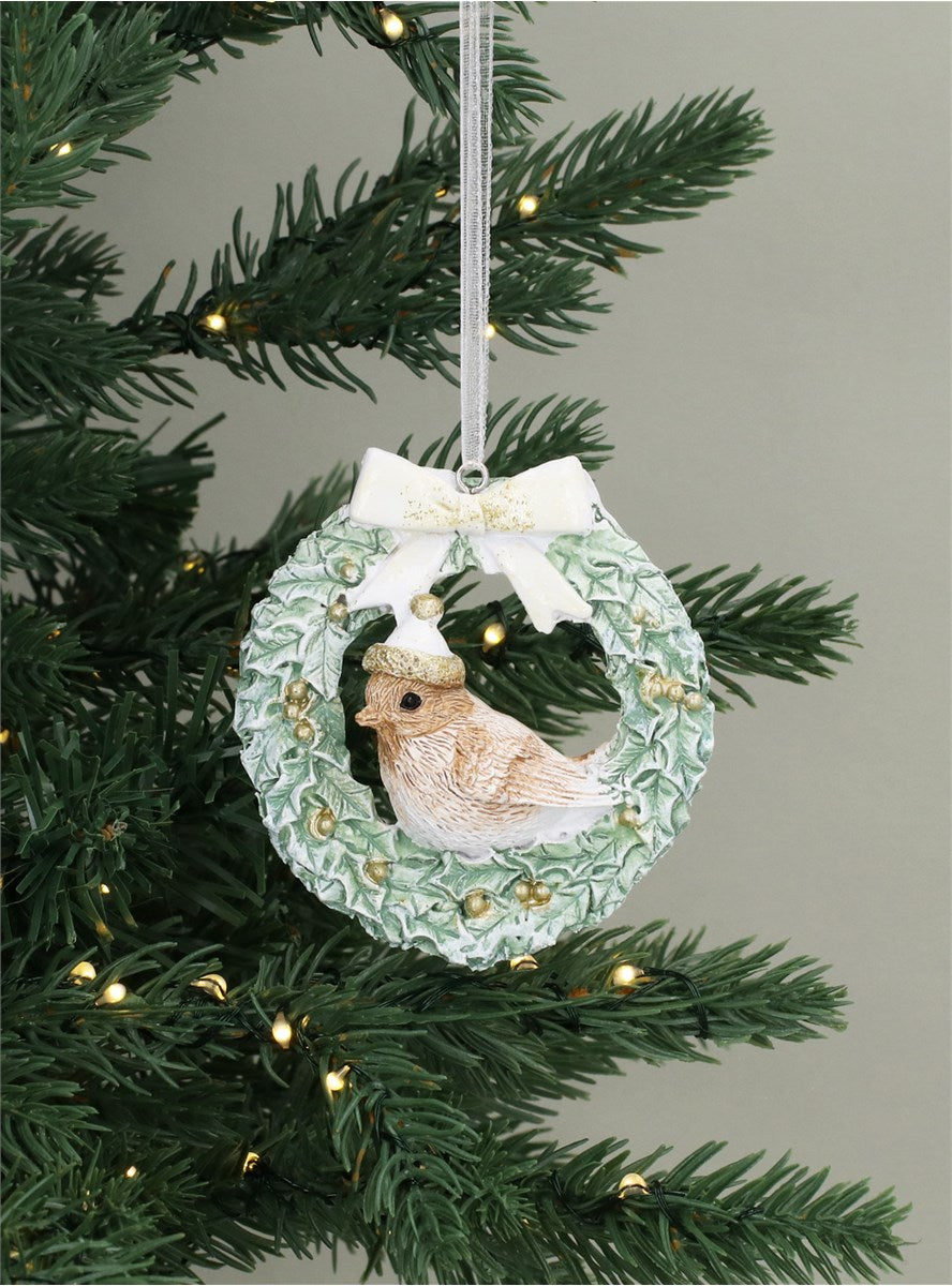 Hanging Decoration - Bird in Wreath with Bow