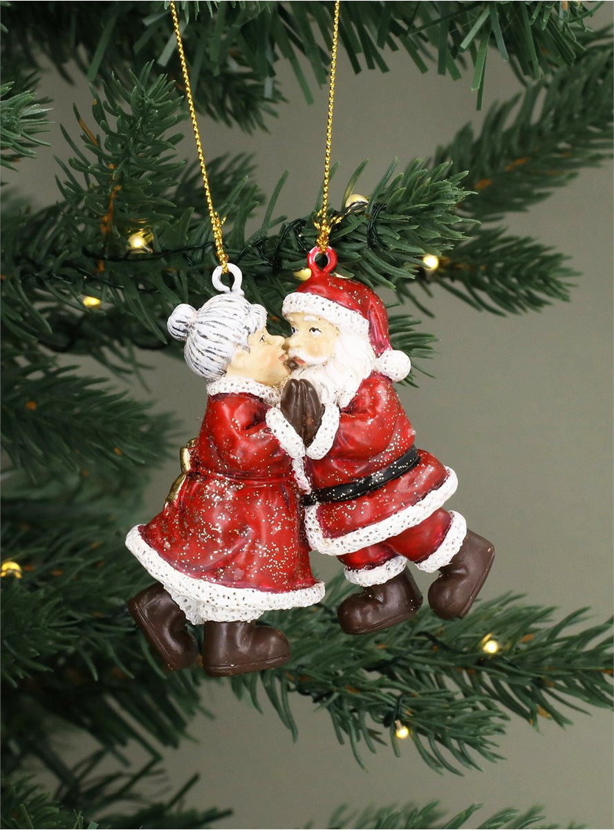 Hanging Decoration - Glitter Mr & Mrs Claus
