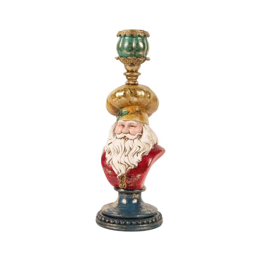 Santa Christmas Candle Holder 9.5 cm - Gold
