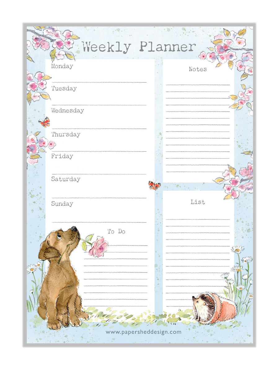 Weekly Planner A4 - Cute Puppy Illustration - WPLAN03