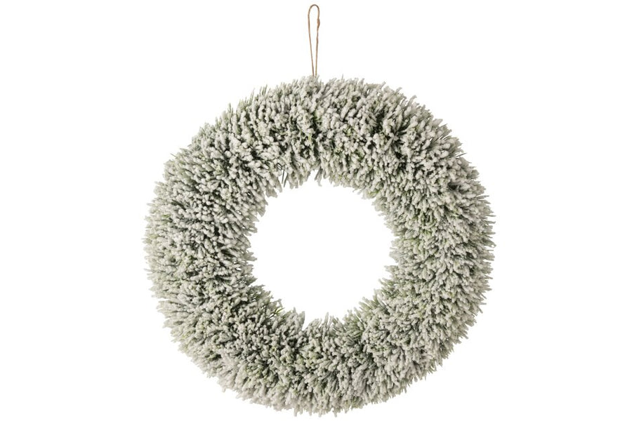 Wreath Snowy Polyethylene White/Dark Green Large