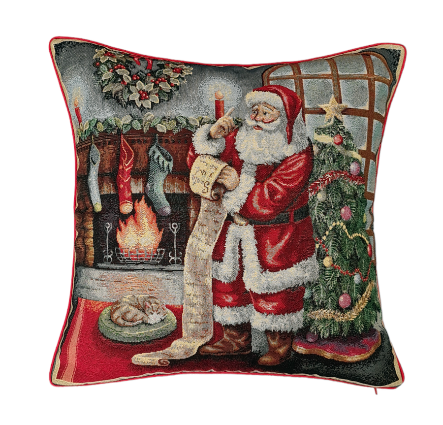 Lurex Christmas House Christmas Pillowcase in Gobelin: Santa Claus Camino