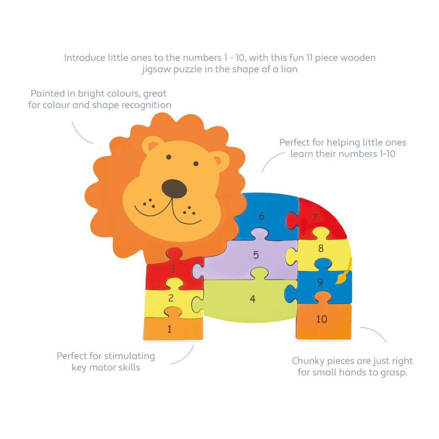 Lion Wooden Number Puzzle