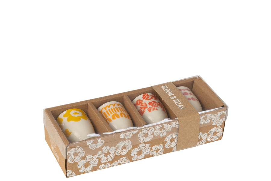 Set Of 4 Egg Cups In Windowbox Ceramic Mix