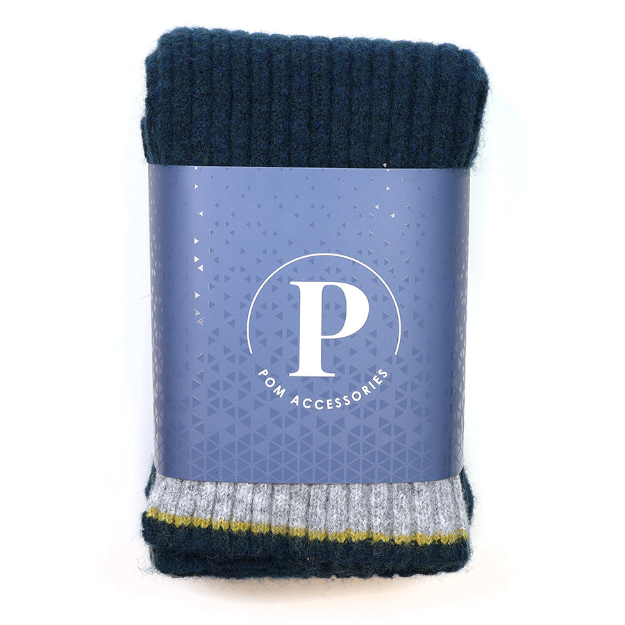 Dusky teal knit contrast trim scarf for men