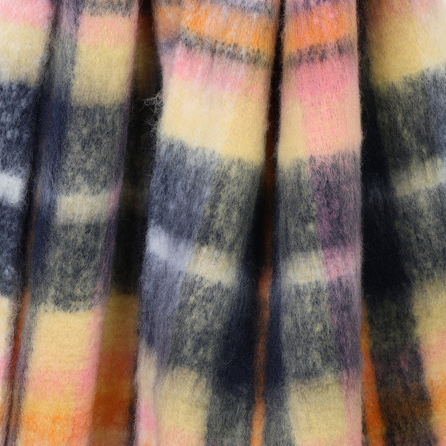 Molly Yellow, pink and navy blue cosy check scarf