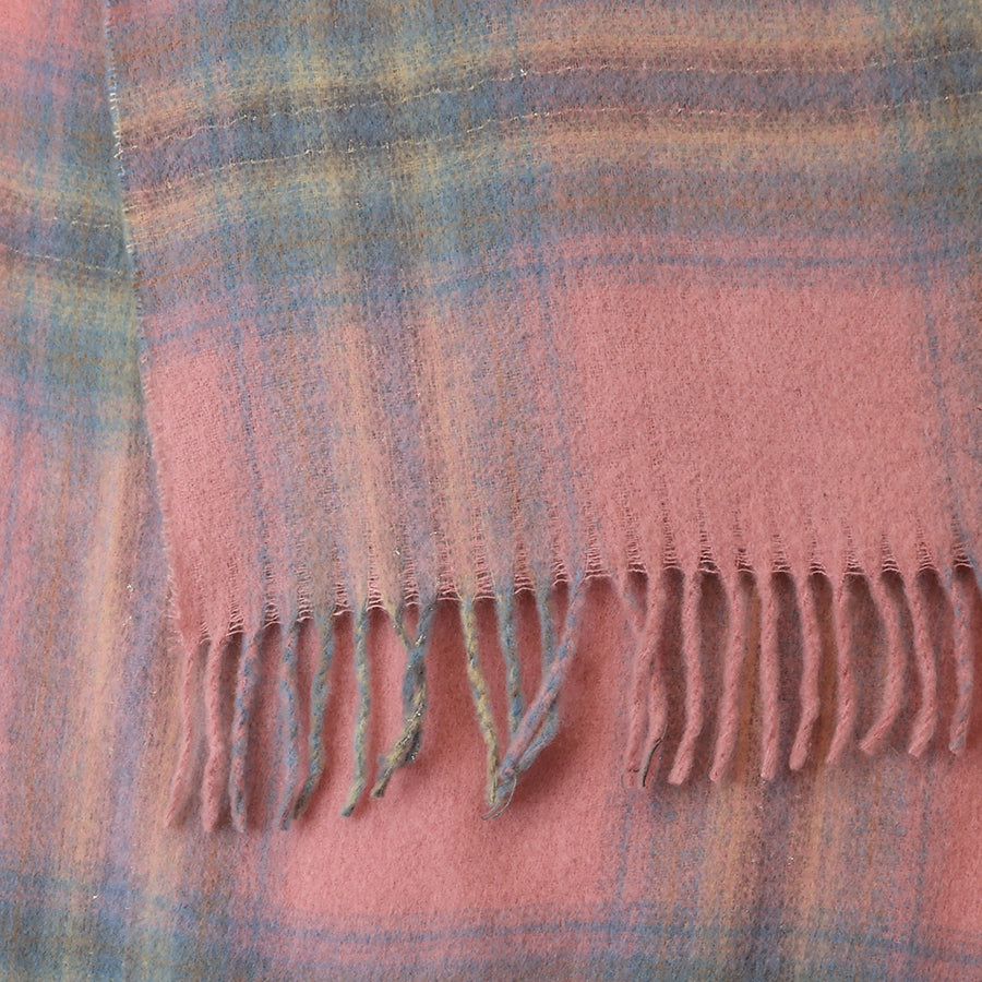 Miranda Pastel pink,blue and grey mix cosy check sections scarf