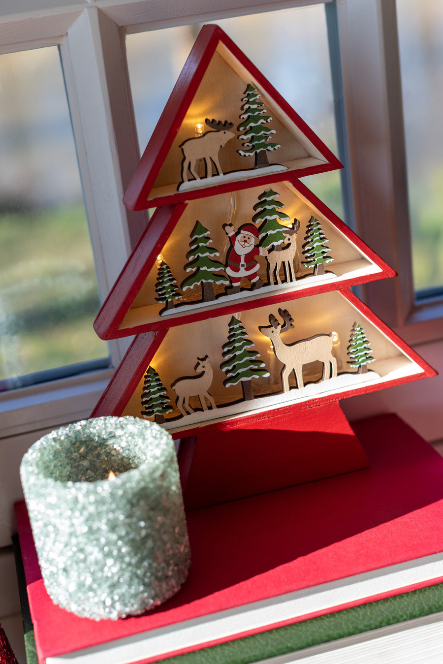 Tree Led Plywood Christmas Red