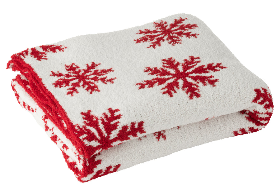 Blanket Snowflakes Polyester Red/White