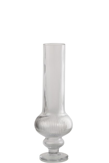 Vase Ada Ribbed Glass Transparent Medium