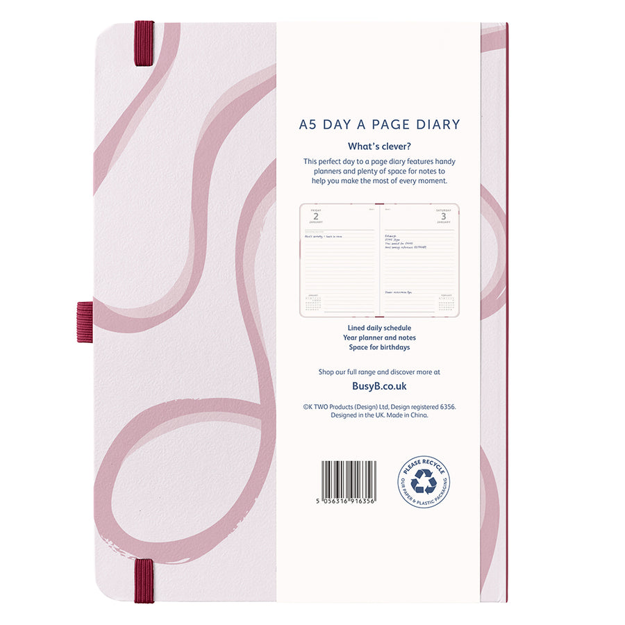 A5 Day a Page Diary 2026 Pink Ribbon