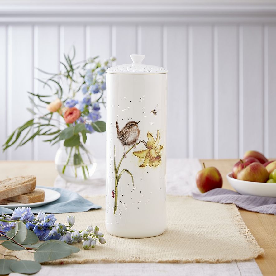 'The Birds and the Bees' Wren Tall Lidded Storage Jar