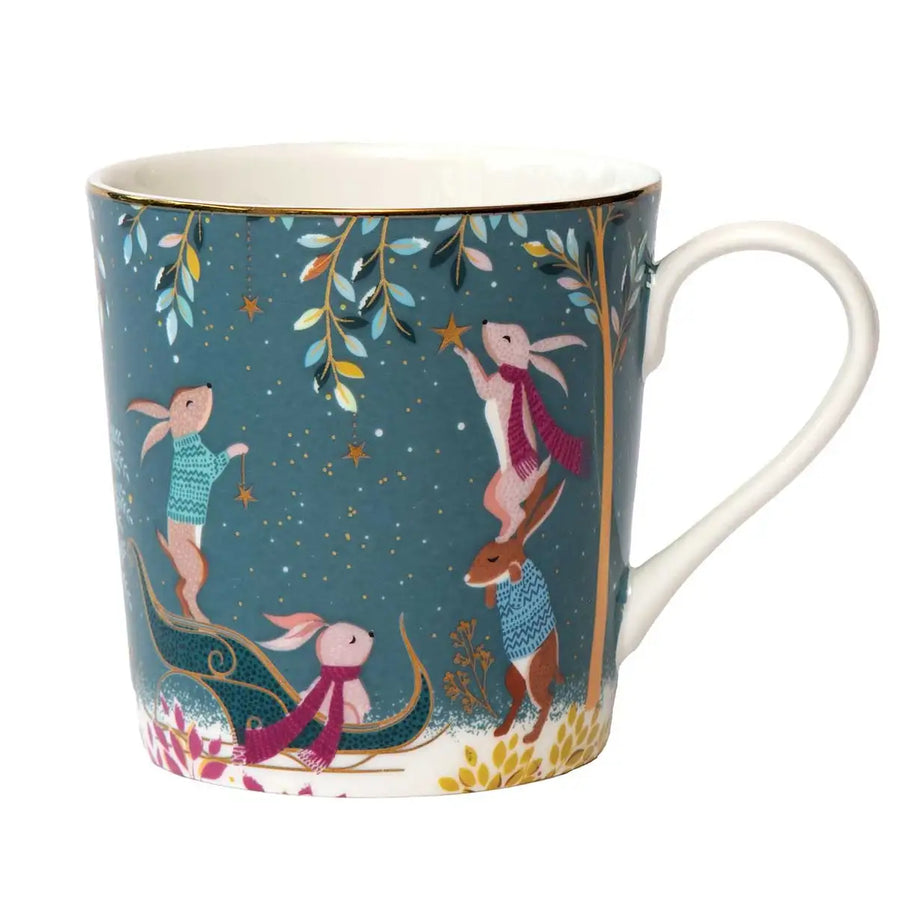 Woodland Tales Mug, Rabbit Sleigh