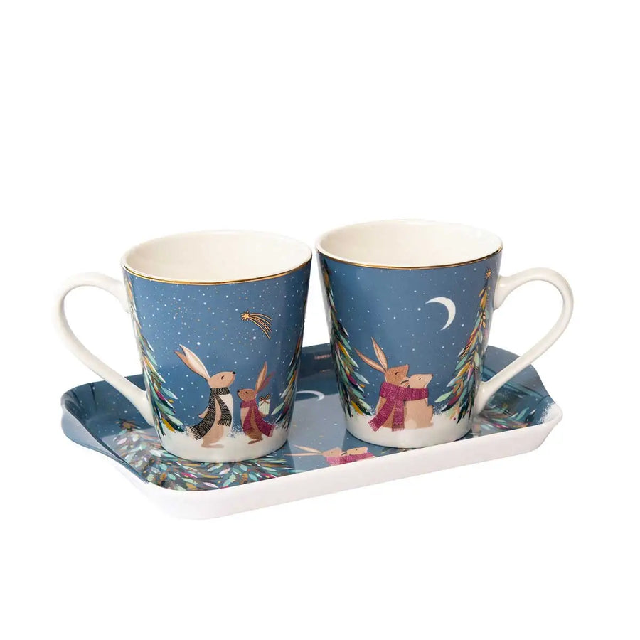 Woodland Tales Mug & Tray Set, French Blue