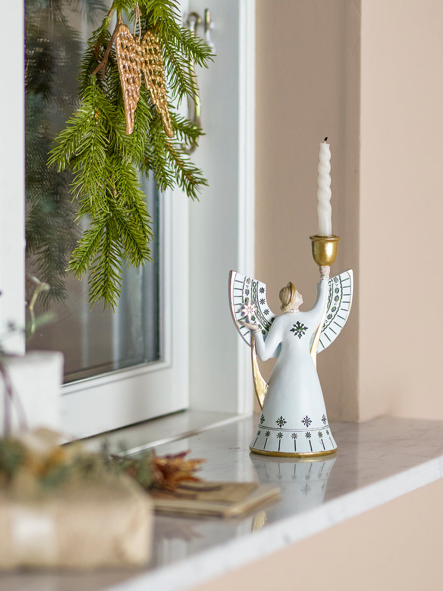 Evangeline Candle Holder, White, Polyresin