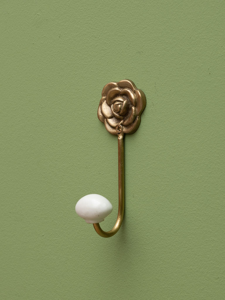 Golden rose hook with ceramic ball