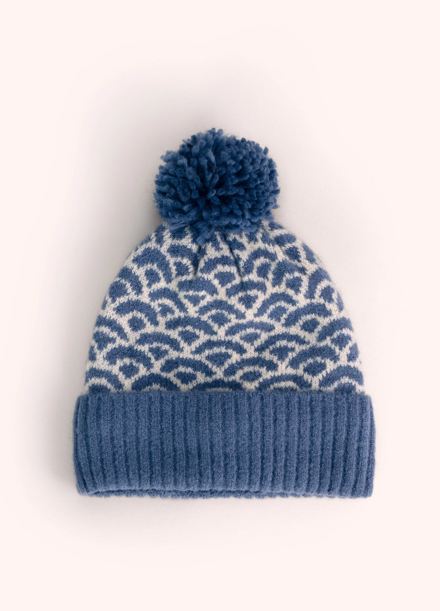 Agatha Pompom Hat, Denim Mix