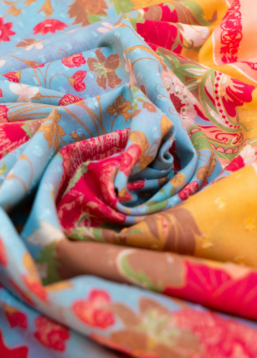 Cotton Scarf - Paisley Poppies