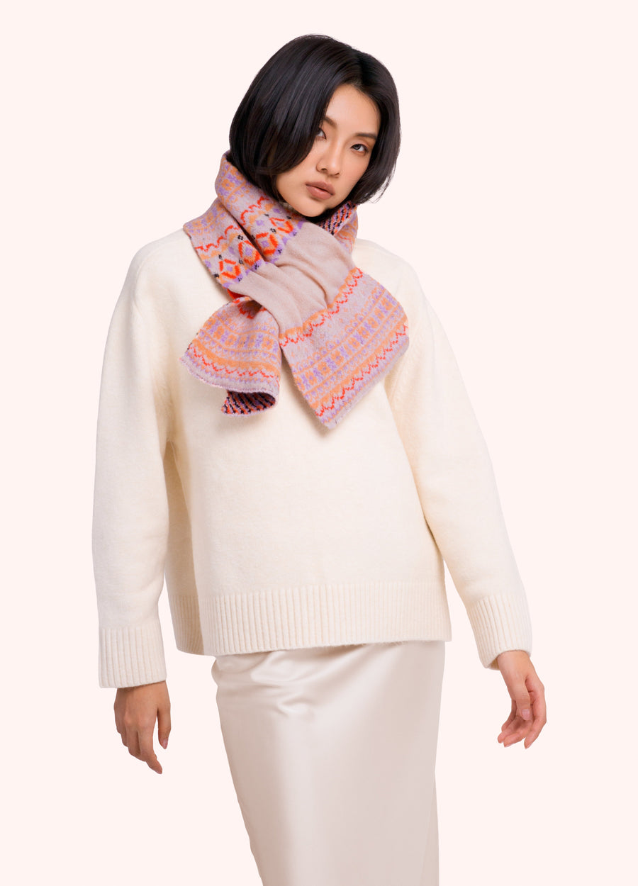 Fair Isle Scarf, Cream Mix