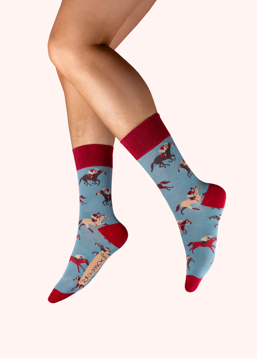 Vintage Race Horses Men's Socks - Denim