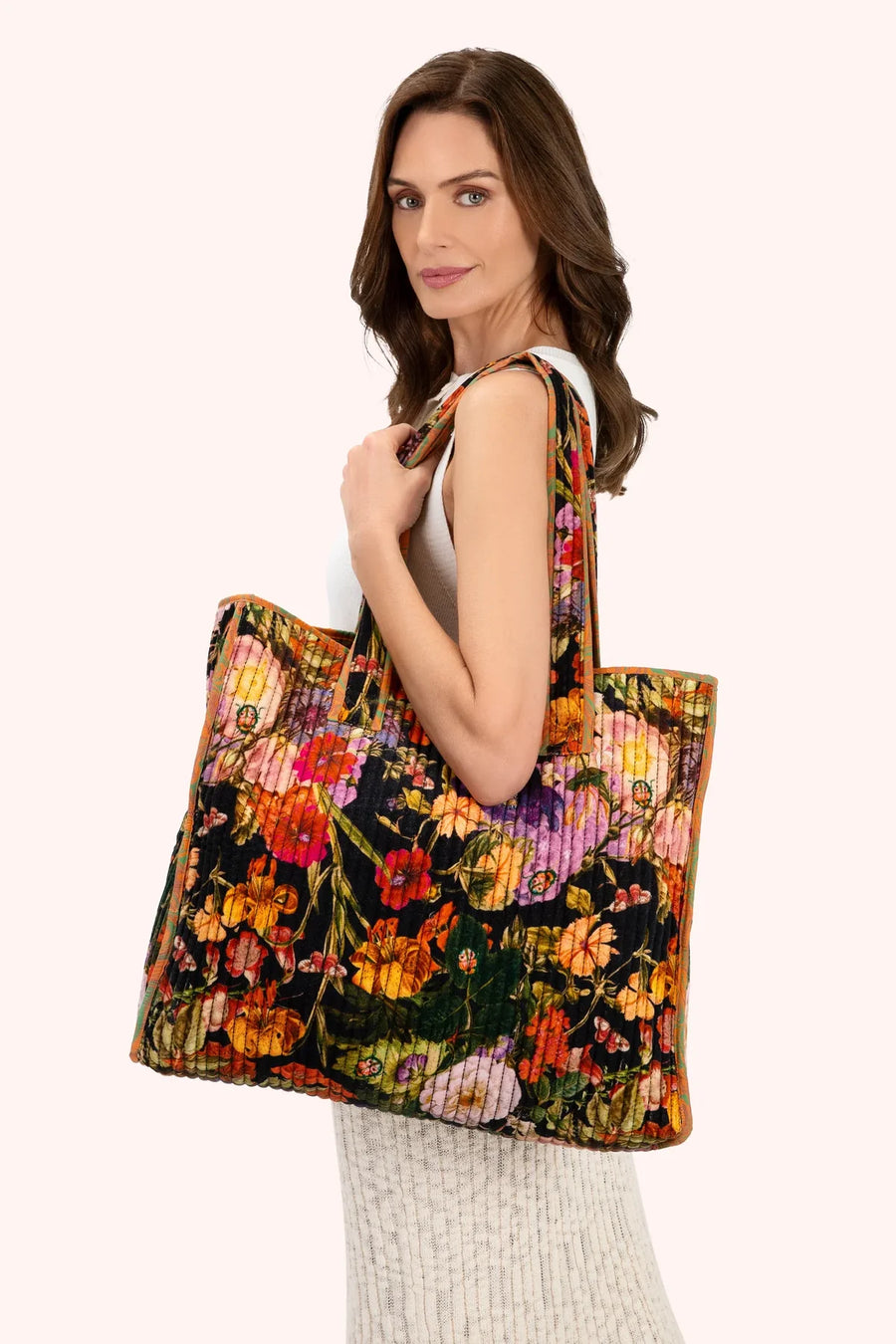 Powder Luxe Velvet Quilted Tote Bags