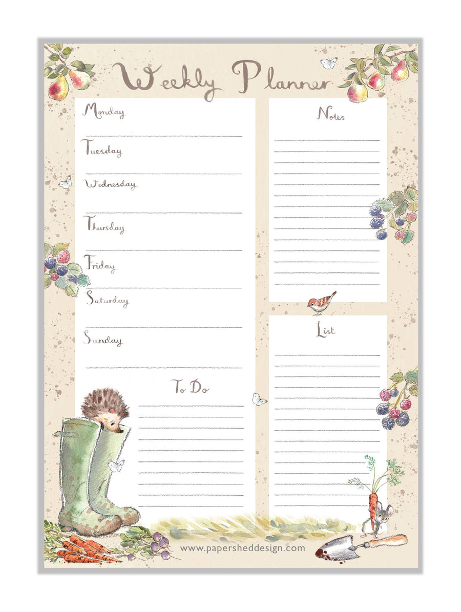Weekly Planner A4 - Cute Hedgehog Illustration - WPLAN01
