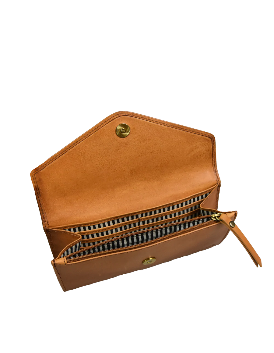 Envelope Pixie Classic Leather Wallet (Cognac) - Twenty Six
