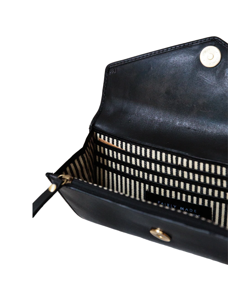 Envelope Pixie Classic Leather Wallet (Black)