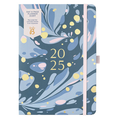 Day a Page Planner Diary 2025 Pine Marble