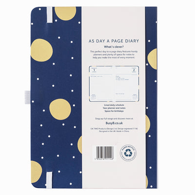 A5 Day a Page Diary 2025 Navy Spot