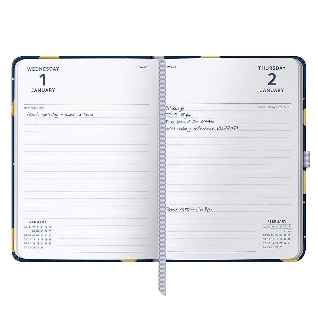 A5 Day a Page Diary 2025 Navy Spot