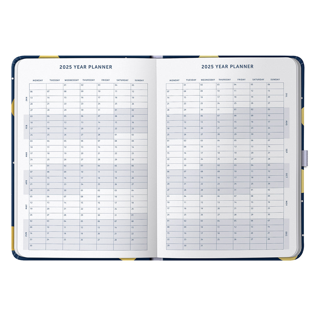 A5 Day a Page Diary 2025 Navy Spot