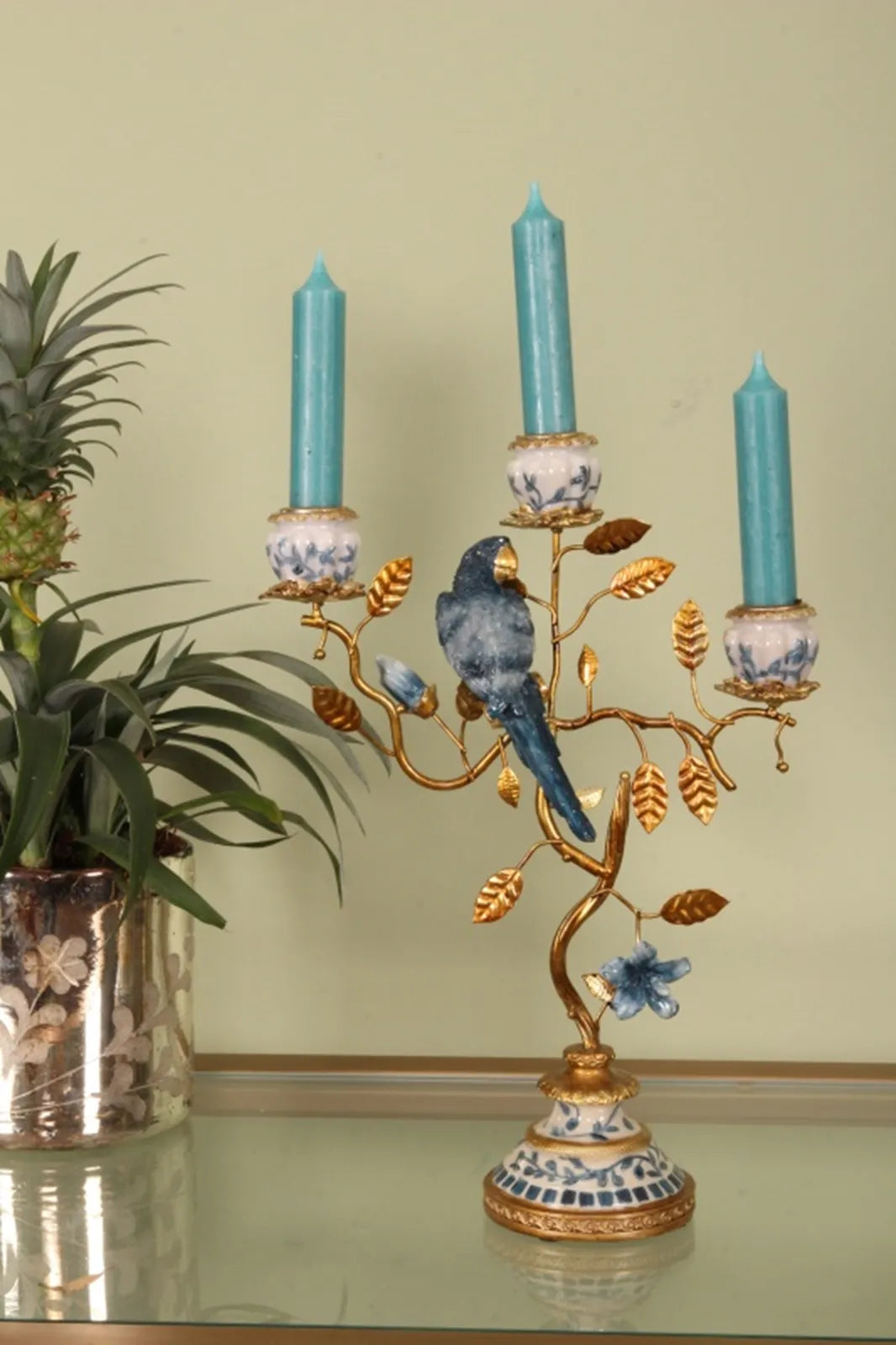 Candle holder bird resin 32 cm