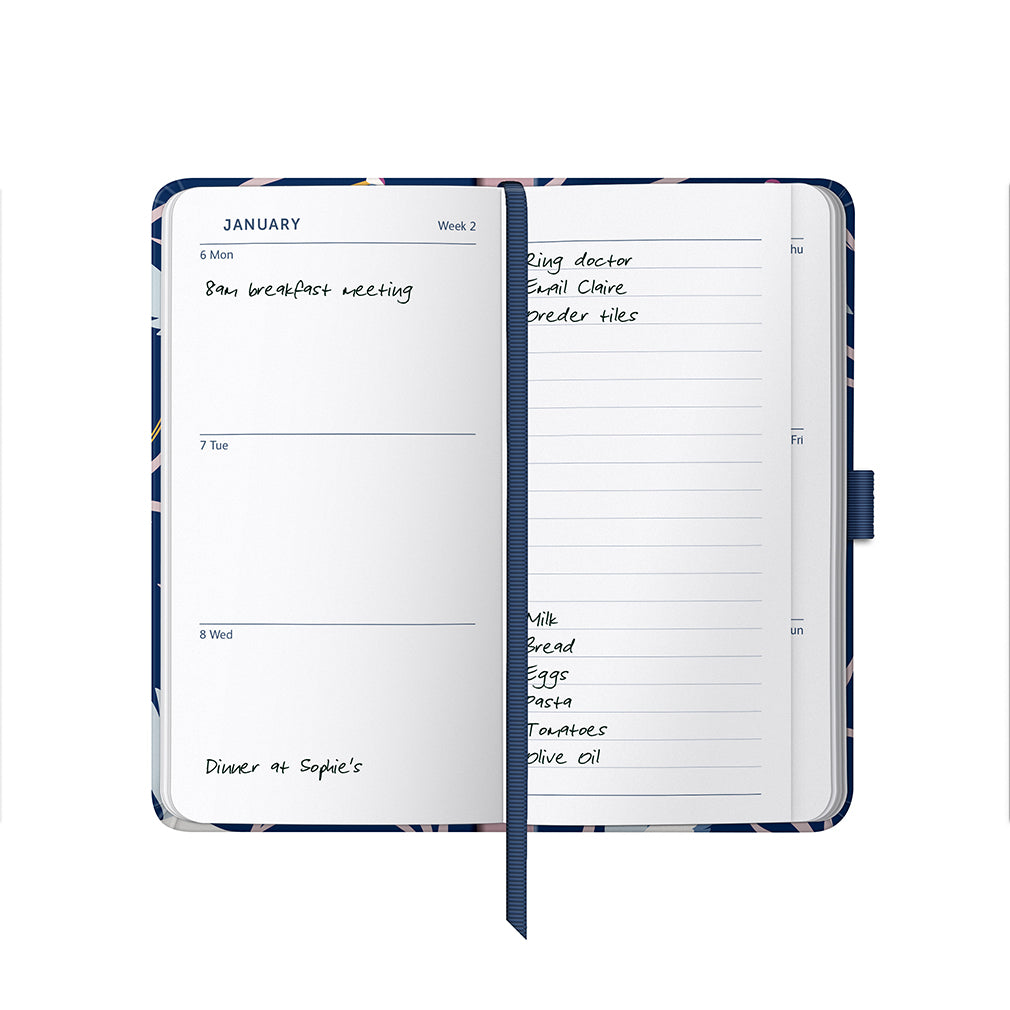 Slim Diary 2025 Navy Birds