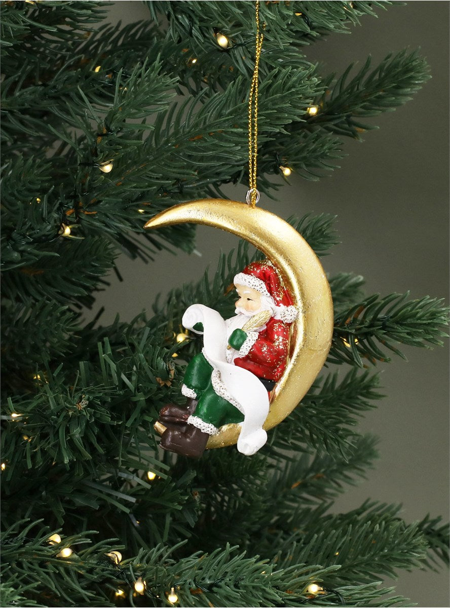 Hanging Decoration - Nostalgia Santa on Moon