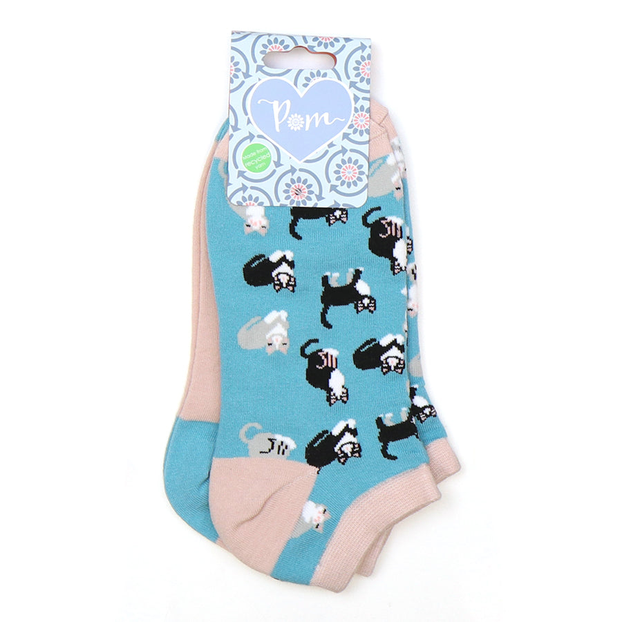 Pink and blue mix cat trainer sock duo