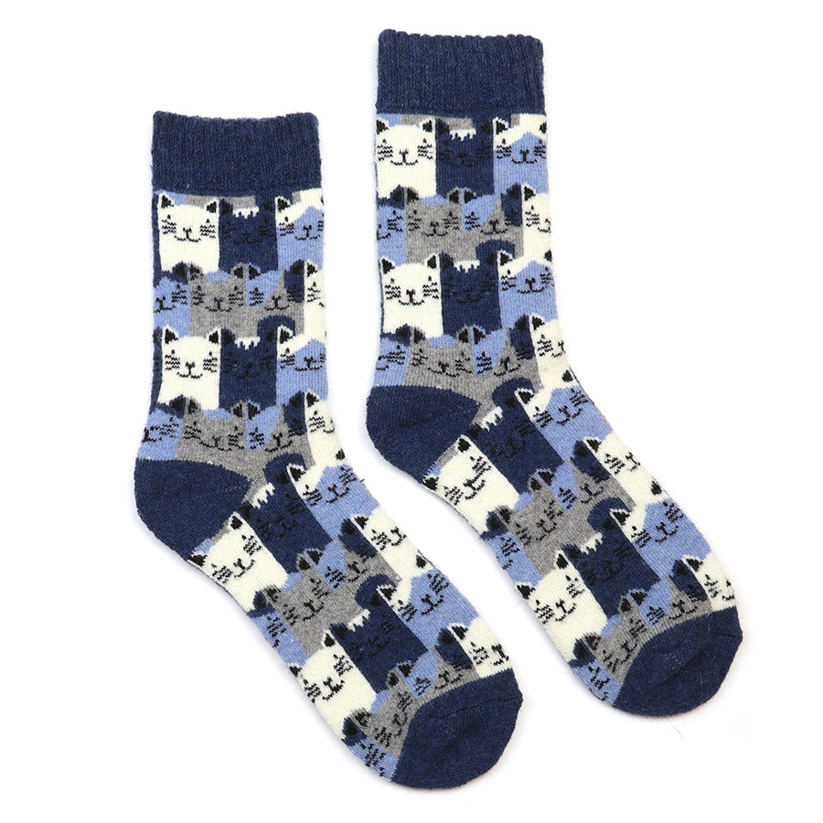 Kitty blue stripe cat socks duo