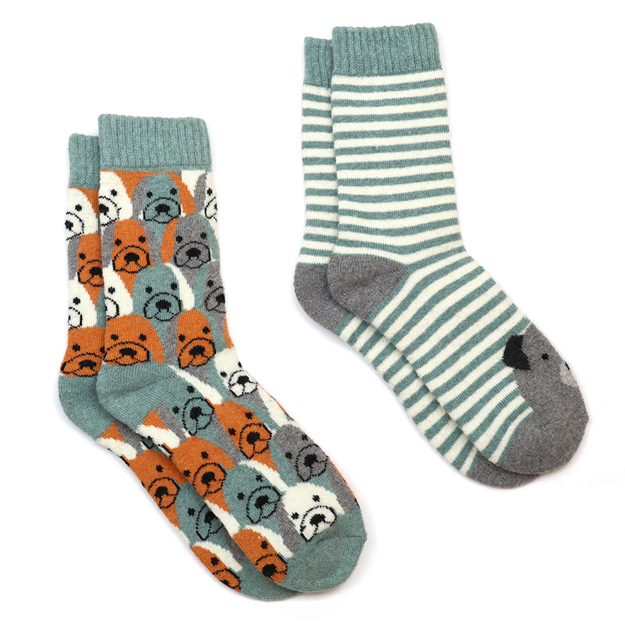 Kit green stripe dog socks duo