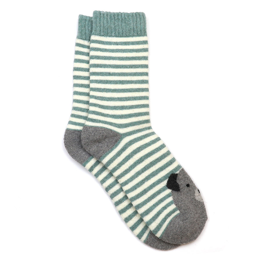 Kit green stripe dog socks duo