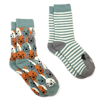 Kit green stripe dog socks duo