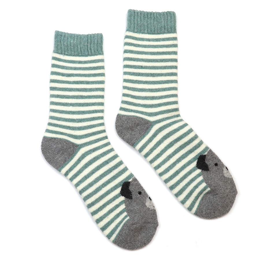 Kit green stripe dog socks duo