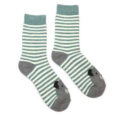 Kit green stripe dog socks duo