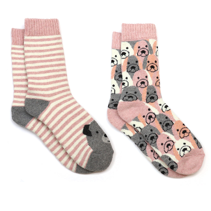 Kit pink stripe dog socks duo