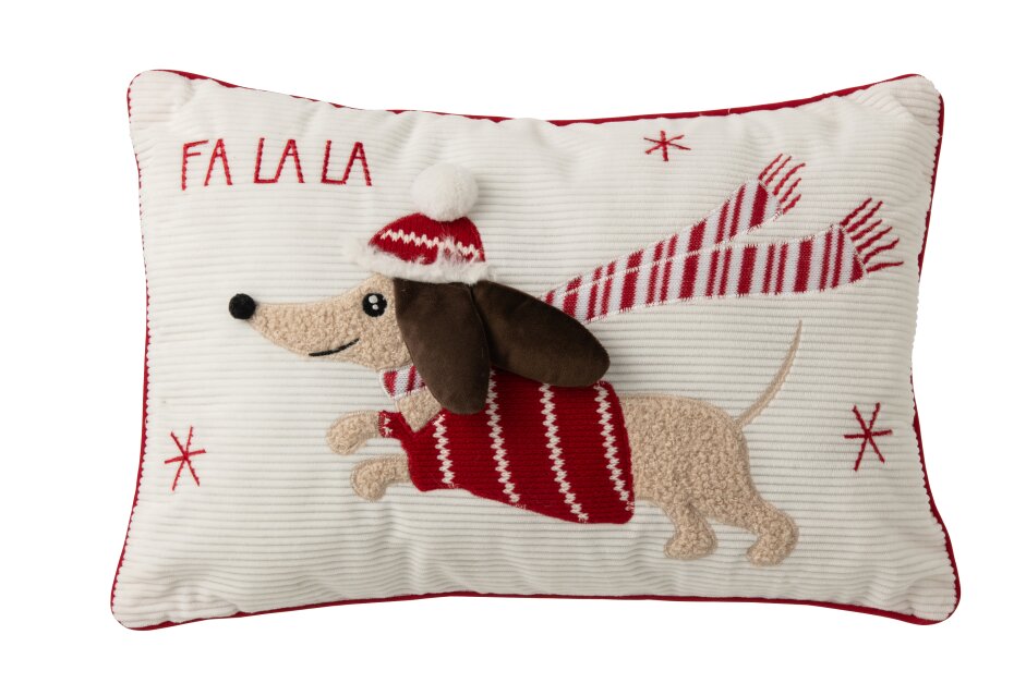 Cushion Christmas Dog Polyester Christmas Red/White