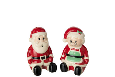 Salt & Pepper Santa Claus Stoneware Christmas Red/White