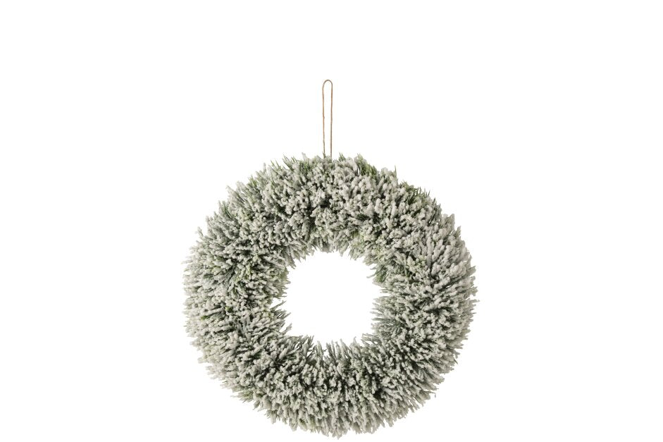 Wreath Snowy Polyethylene White/Dark Green Medium