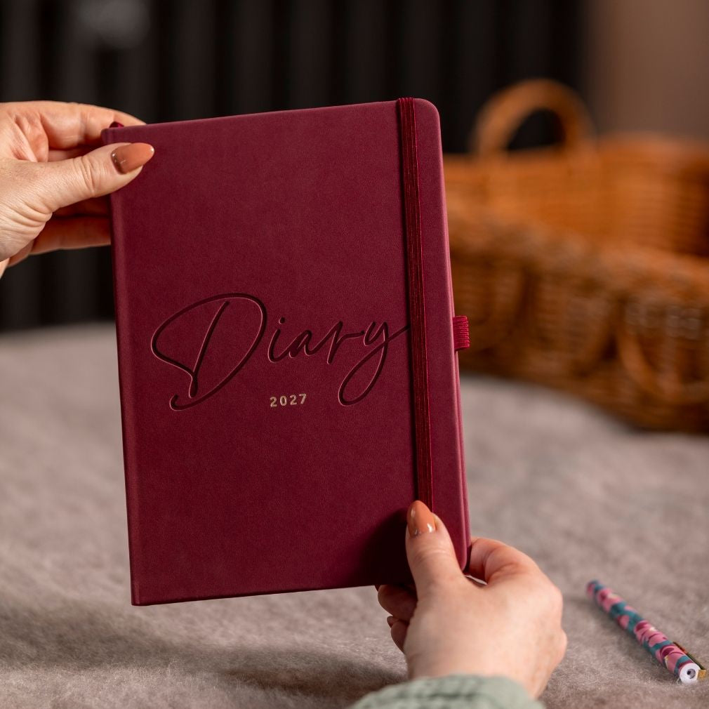 Dual Schedule Day a Page Diary 2027 Burgundy