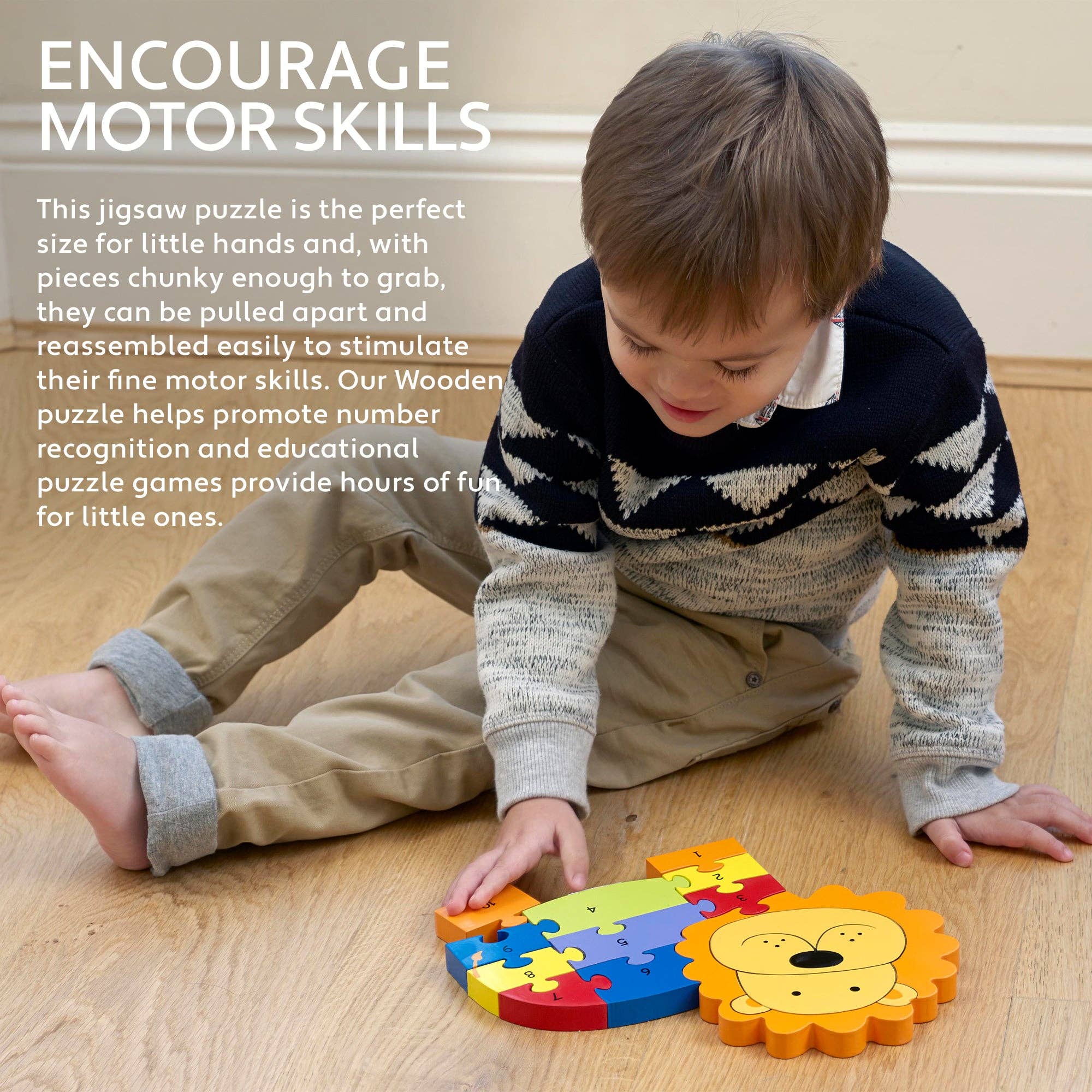 Lion Wooden Number Puzzle