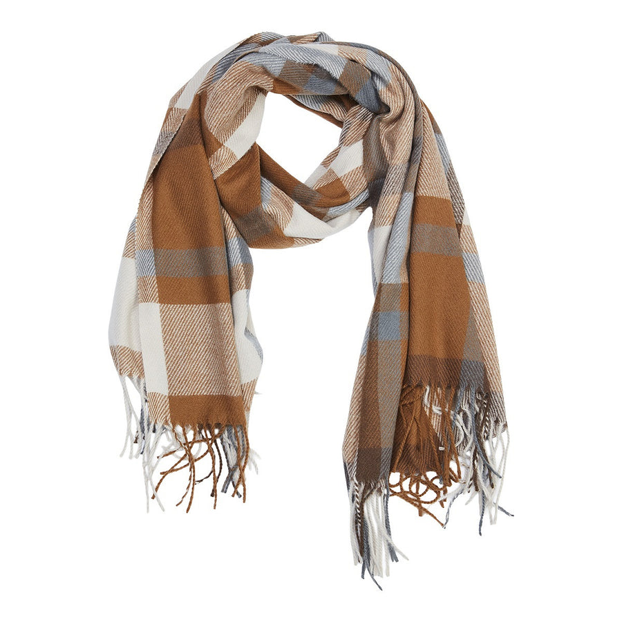 Scarf Alma, dk beige/blue