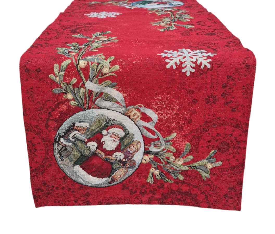 Mistletoe Lurex Christmas Runner in Gobelin: 40x100cm